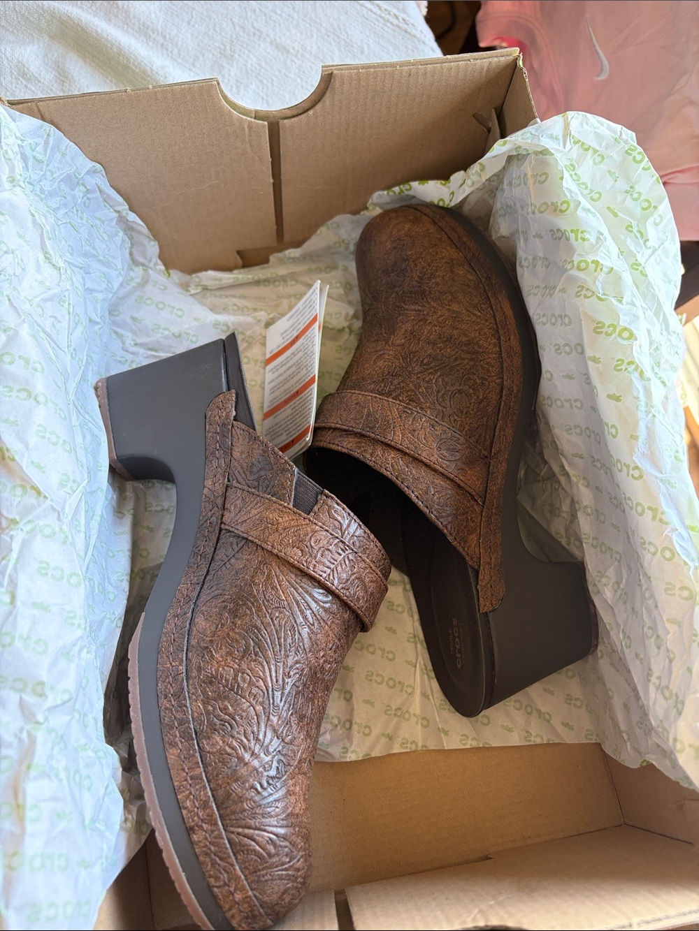 Crocs Brown Sarah Tooled Clogs Size 9